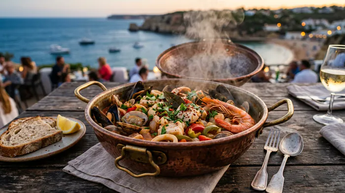 Gros plan de la grotte de Benagil avec un rayon de soleil traversant l'ouverture naturelle.