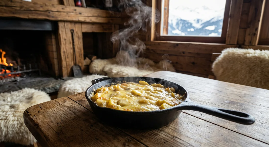 Poêlée de truffade auvergnate traditionnelle au fromage fondu