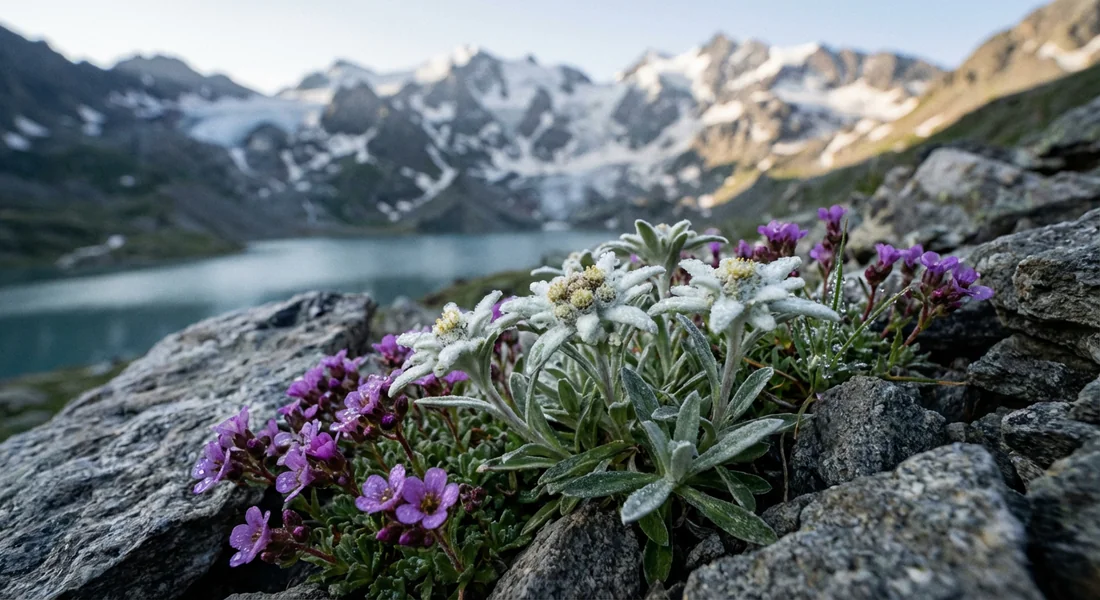 Fleurs alpines sauvages à proximité du Lac des Eissaupres.