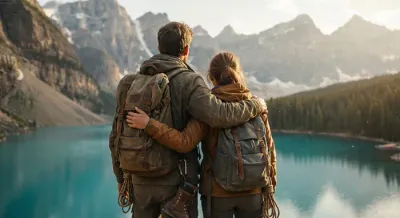 Randonneurs admirant la vue sur le Lac des Eissaupres.