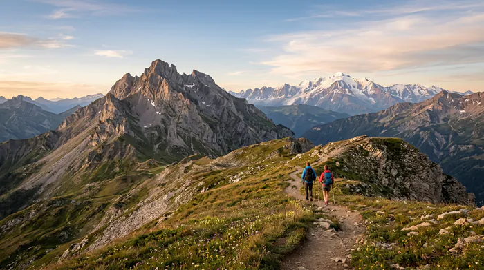 Panneau de signalisation de randonnée jaune indiquant le Col de Nécuidet à 1617 mètres