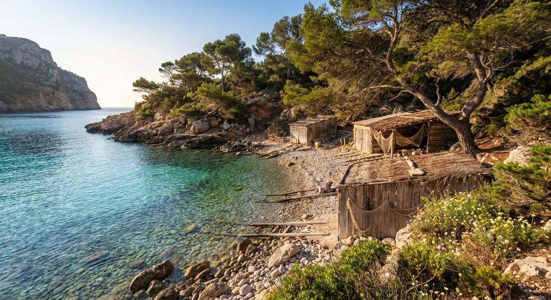 Crique sauvage et paisible dans le Nord d'Ibiza.